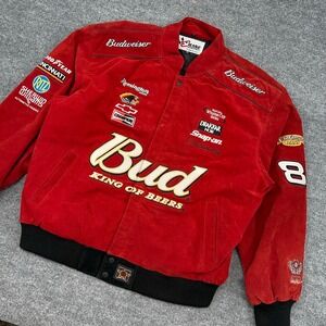 Vintage NASCAR Jacket Mens 2XL Red BUD King of Beers JH Design Chase Earnhardt 8